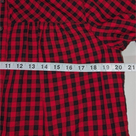 Talbots Buffalo Check Shirt X Ruffle Mock Neck Long Sleeve Button Up Plaid Tunic - Picture 5 of 8
